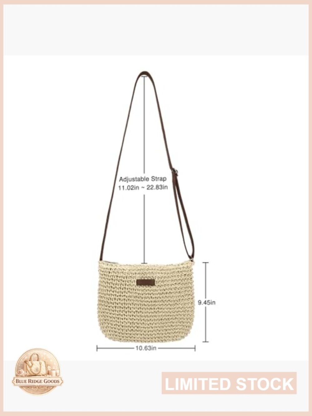 Handwoven Straw Crossbody Bag Natural Summer Beach Shoulder Purse - Picture 6 of 6